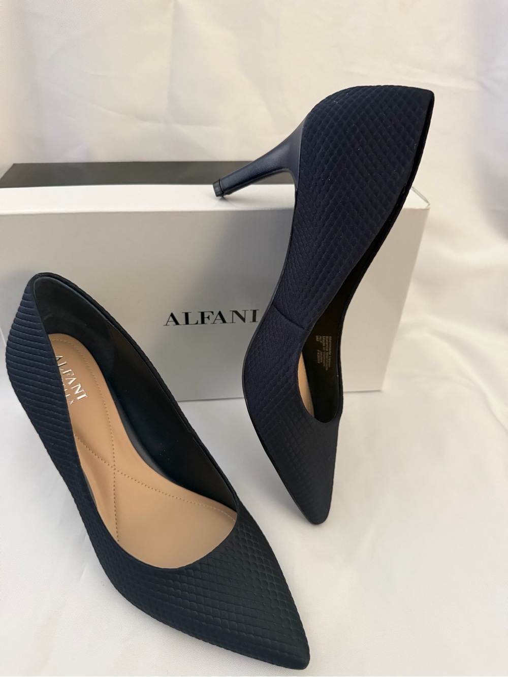 Alfani Navy Quilted Pointed-Toe Pump